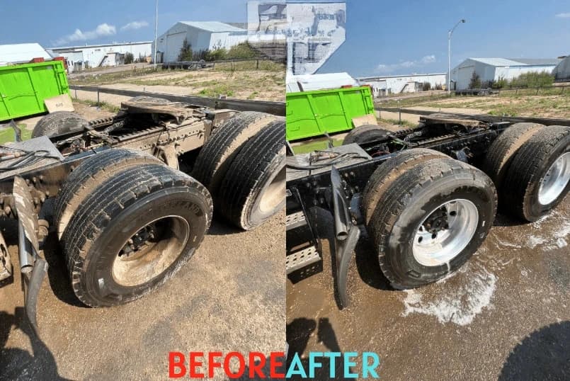 Middleburg Heights Power Washing team cleaning commercial fleet vehicles in Middleburg Heights